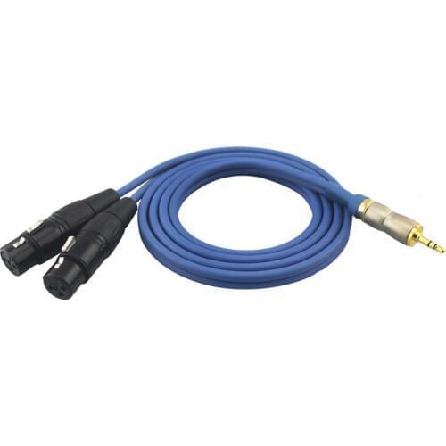 High Premium Stereo TRS Jack Male 3.5mm to Dual XLR Female 3Pin Microphone Speaker Cable for DV Camera Audio Recorder Speaker