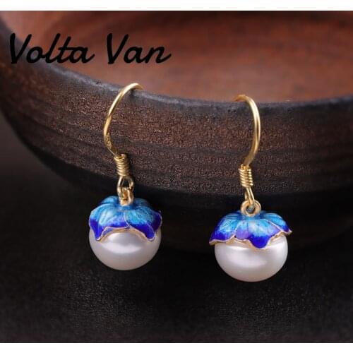Volta Van Elegant Women Drop Earrings 925 Sterling Silver Pendientes Plata Freshwater Pearls Fine Jewelry 2021 New Earrings