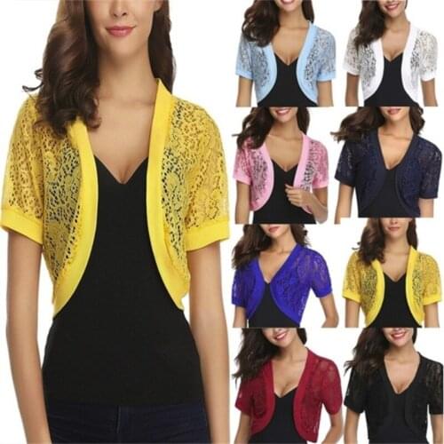 2020 Fashion Womens Summer New Short Sleeves Thin Small Shawl Lace Air Conditioning Cardigan Short Thin Cardigan