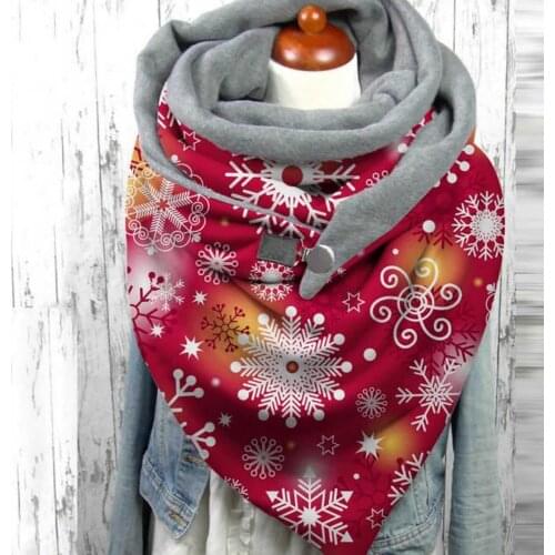 Ladies Vintage Scarf Elegant Winter Warm Soft Scarves Female Sunflower Floral Tie Dye Star Gradient Scarves Shawl Christmas