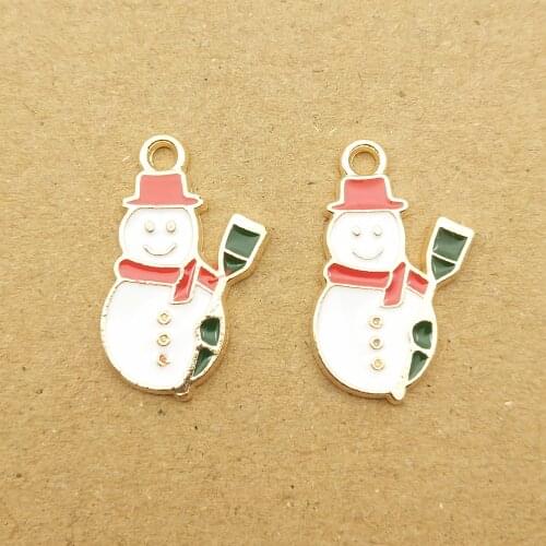 10pcs 11x20mm enamel snowman charms for jewelry making earring pendant necklace and bracelet charms