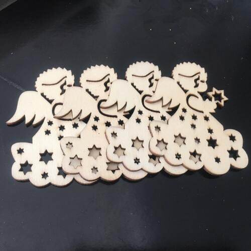 10Pcs Lovely Angel Style Hollow Wood Wall Hanging Home Store Bar Wall Stick Decorations Christmas Wood Decorative Ornament