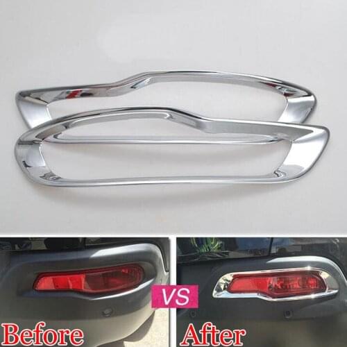 2 x Car Chrome ABS Rear Tail Bumper Fog Light Lamp Trim Styling Sticker Fit For Jeep Cherokee 2014 2015 2016