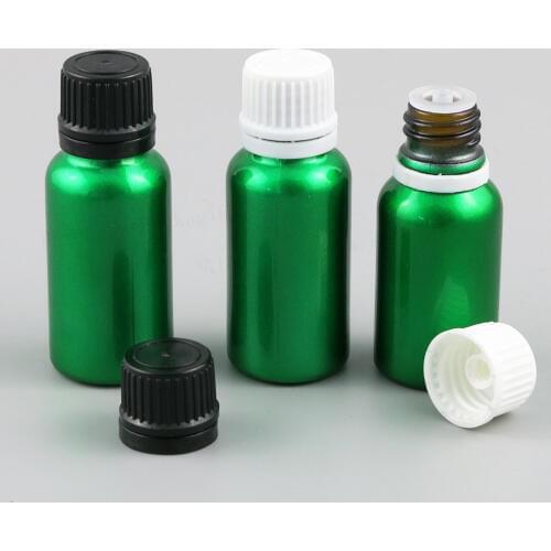 200 x 15ml 20ml Refillable Green Glass Essential Oil Bottles With Plastic Tamper Evident Cap 1/2OZ 2/3OZ Containers