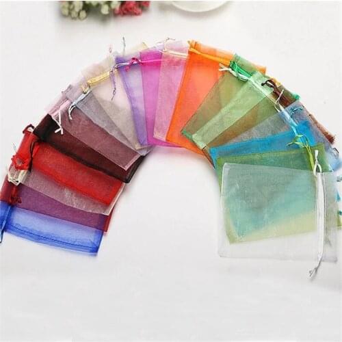 25/50pcs Organza Bag Candy Wedding Party Favors Cake Pouches Drawable Bags Present For Sweets Jewelry Packaging