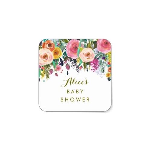 3.8cm Painted Floral Garden Baby Shower Stickers