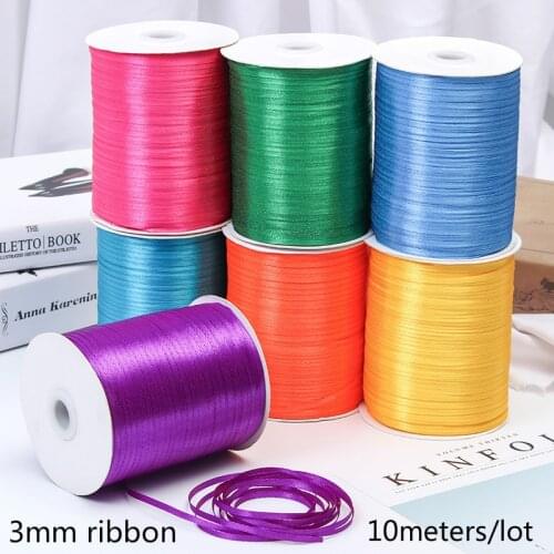 3mm (10 Meters/lot) Multicolor Satin Ribbon for Arts Crafts & Sewing Christmas Wedding Party Decoration Gift Wrap DIY Material