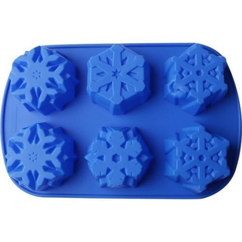 6 Cavity Flower Shape Silicone Mold 3D Christmas Snowflake Moon Cake Fondant Cupcake Mold DIY Baking Pastry Tools