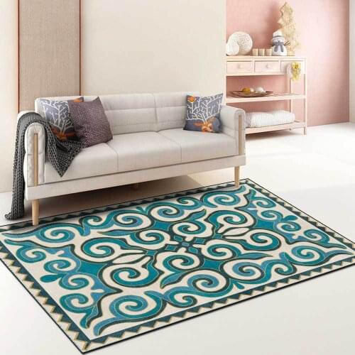 Abstract Blue Carpet 3D For Living Room Nordic Style Rug Beside Table Rectangle Chair Mat Water absorption Bath Floor Mat