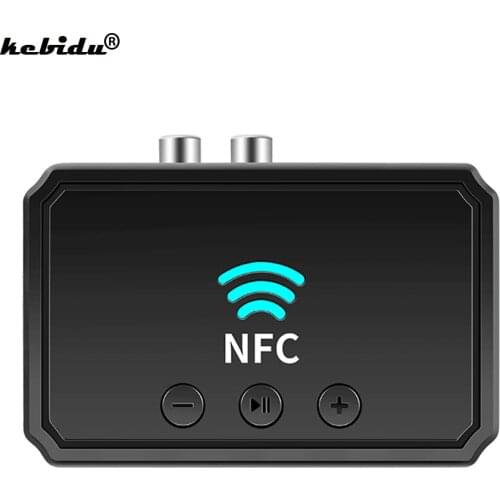Kebidu Bluetooth 5.0 Receiver Adapter NFC 3.5mm RCA Audio AUX Output Wireless Bluetooth Dongle Stereo for Amplifier Speaker New