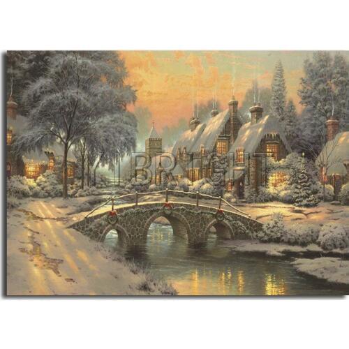 NEW 5D Diamond Painting Full Square Drill Home Decoration Cross Stitch Mosaic Diamond Embroidery Winter Cottage Picture YQ