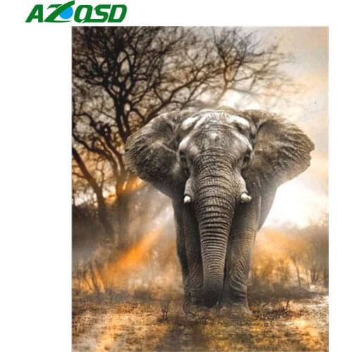 AZQSD Diamond Painting Full Square Elephant Gift Needlework Embroidery Animal Picture Of Rhinestones Handmade Home Decor