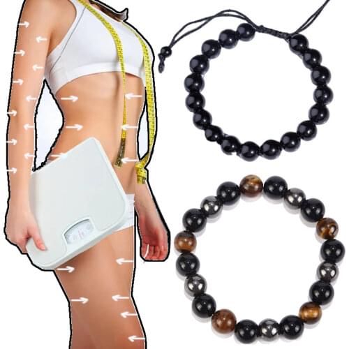 Natural Obsidian Stone Bracelets Magnet Tiger Eye Beads Wrist Chain Slimming Bracelet Healthy Weight Loss Jewelry Women Men