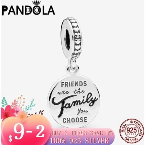 2021 new 925 Sterling SilverFriends Are Family Dangle Charms Beads Bracelet Fit Original Pandora Bracelet DIY Jewelry For Women