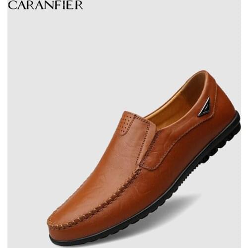CARANFIER Mens Shoes Casual Cowhide Leather Shoes Designer Comfortable Moccasins High Quality Mens Flats Driving Shoes Hot Sale