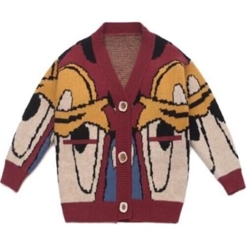 Disney Cartoon Kids Clothes Donald Duck Baby Knitted Sweater Coat Korean Style Girls Cardigan Tops Outfit Childrens Clothing