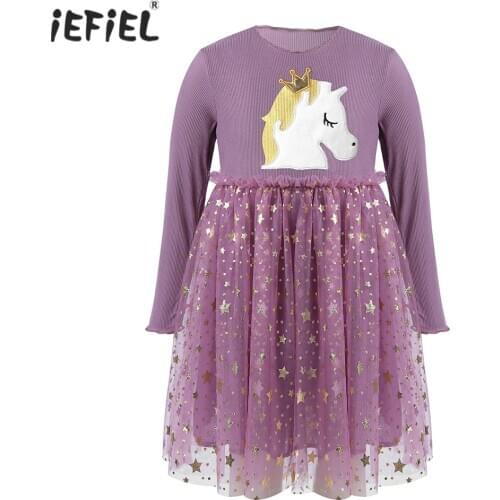 Kids Autumn Winter Dresses for Girls Star Sequins Princess Dress Girls Long Sleeve Party Dress Baby Girl Children Clothing