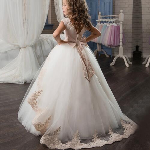 Elegant party dress for Girl clothes First feast dress Wedding Flower girl Dresses Kids costume Lace Bridesmaids Formal Gown