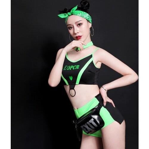 Fluorescent Green Nightclub DJ Ds Gogo Stage Clothes Jazz Performance Costume Outfits Women Pole Dancer Clothing Bodysuit YS1005