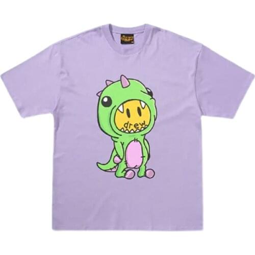 DREW T Shirt Summer 100% Cotton Men O-neck T-shirt Male Womens tshirt Short Sleeve High Quality Tops HOUSE JUSTIN Brand Smiley