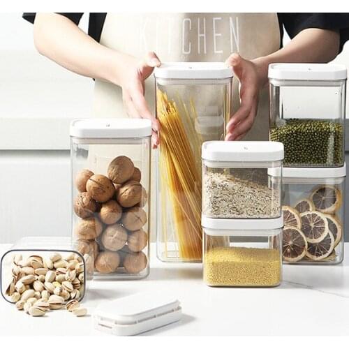 Sealed Transparent Storage Jars Plastic Grain Seasoning Snacks Food Cereal Storage Jars Home Rangement Household Items DG50PG