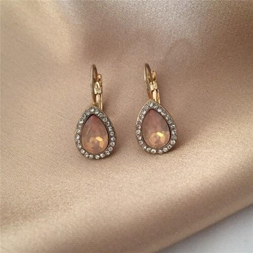 Dainty Gold Color Plating Peach Teardrop Hoop Earrings For Women Girl Classic Ear Decoration Jewelry