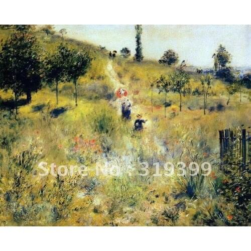 Oil Painting Reproduction on linen canvas ,path through the high grass by pierre auguste renoir,Free DHL Shipping,100% handmade