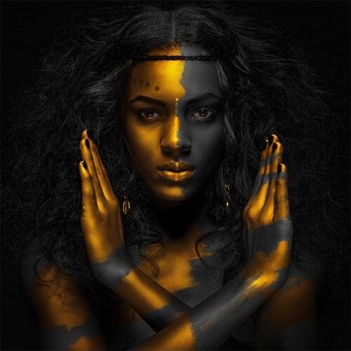 100X100CM Sexy Gold Woman Portrait Canvas Painting Posters and Prints Cuadros Wall Picture for living Room