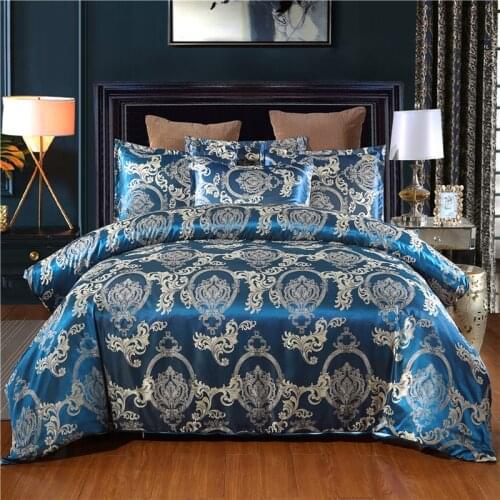 Satin Jacquard Bedding Set Luxury Solid European Style 3 Pieces Super King Duvet Cover Bedclothes Pillowcases Home decor Textile