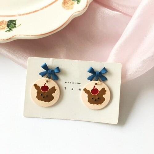 Round Beautiful Fairy Clip on Earrings No Pierced Non Piercing Ear Bowknot Little Bear Piercing Earrings