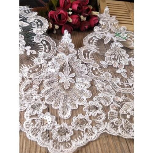1Yard 23cm Wide This White Embroidered Lace Fabric Wedding Veil Dress Decoration Fabric Soft Net Bottom