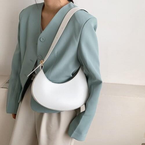 Crescent Small Tote Handbags Womens Luxury Branded Pu Leather Shoulder Bags Female Clutch Bags Ladies Travel Underarm Bag Purse