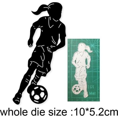 Girl Woman Playing Football Metal Cutting Dies Stencils DIY Scrapbooking StampCard Making Embossing Die Cut Craft Dies New 2020