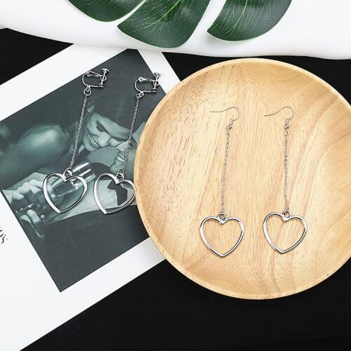 Fashion Korean Summer Sweet Alloy hollow Heart Dangle Drop Earrings creative cute tassel Peach heart earrings girl jewelry gift