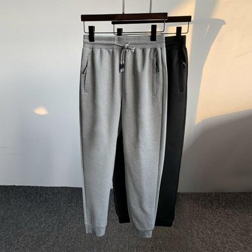 Fashion Korean Solid Joggers Men High Quality Spring Autumn Pants Men Slim Fit Drawstring Mens Casual Pants Black/Gray S-5XL