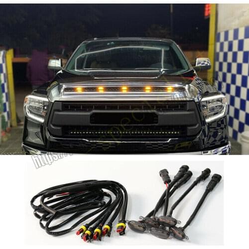 NEW For Toyota Tundra 2008 2019 2020 Front Grille LED Light Raptor Grill Trim Cover 5Pcs car accessories