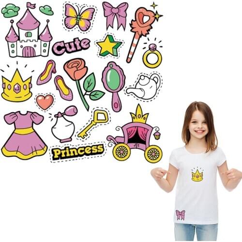Princess Letter Patches Cute Sticker Set Clothes Decoration Diy Accessory Washable New Print On T-Shirt Patterns For Clothing