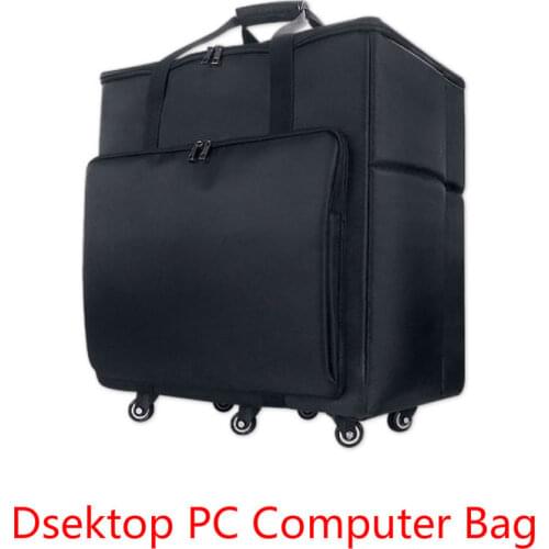 Desktop PC Computer Travel Storage Carrying Case Bag with Wheels for Computer Main Processor Case Monitor Keyboard and Accessori