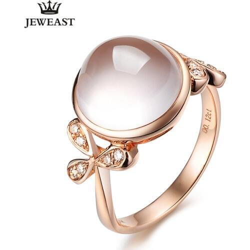 Natural Furong stone 18K Pure Gold 2020 New Hot Selling Top Ring Women Heart Shape Ring For Ladies Woman Genuine Jewelry