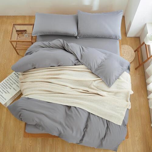 Textile New Product Solid Color Pcs Bedding Set Microfiber Bedclothes Navy Blue Bed Linens Duvet Cover Sheet50
