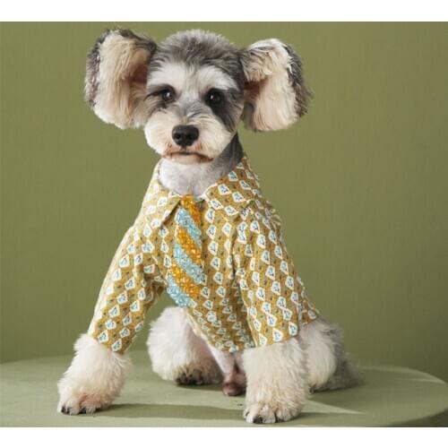 Dog clothes autumn clothes new plush flower shirt Teddy Schnauzer Bomei VIP kitten pet autumn and winter clothes