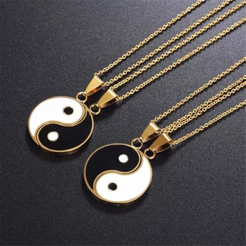 2 Pcs Tai Chi Necklace Alloy Yin Yang Pendant Puzzle Piece Necklace Birthday Jewelry Gifts For Couple Or Best Friends