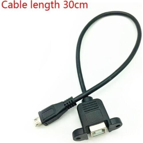 30/50cm Micro USB Male to USB2.0 B Type Female Adapter Cable Panel Mount Hole