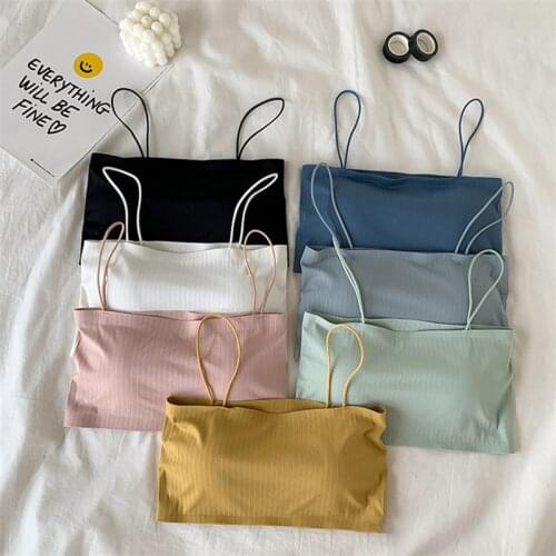 Sexy Thin Strap Lingerie Seamless Nylon Pure Color Crop Top 1Pcs Women Vest Bustier Underwear