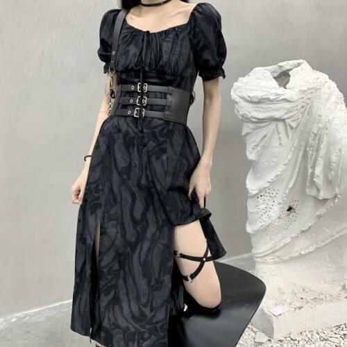 Dresses Womens Girls Y2K Summer Vintage Maxi Sexy Party Long Bodycon Bandage Black Dress Women Skirt Gothic Hippie Vestidos