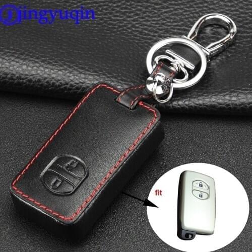 Jingyuqin Remote 2 Buttons Leather Car Key Case Cover For Toyota Camry/ Highlander / VIOS /Yaris Smart Key