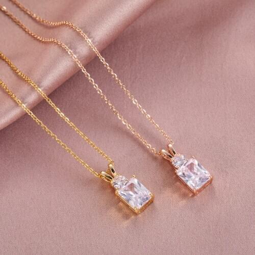 High Grade Zircon Perfume bottle Pendant Necklace For Women Girls Stainless steel Chain Copper Charms Choker Jewelry Party Gifts