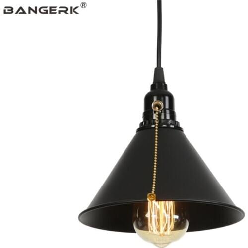 Retro Industrial LED Pendant Lamp Single Head Iron Hanging Light Pull Switch Dining Room Bar Home Decor Luminaire Lighting