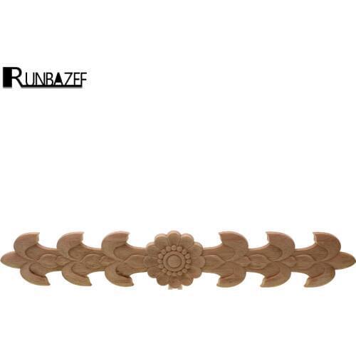 RUNBAZEF Furniture Wood Carving Appliques Vintage Nautical Decor Cabinet Solid Decals Flowers Pattern Carved Crafts Fireplace