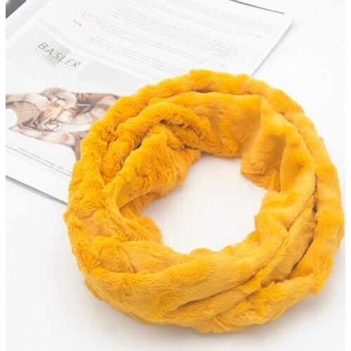 Chunky Circle Scarf Warm Winter Thick Women Loop snood Scarf Ring Faux fur Yellow Soft Neckerchief For Lady 2020 New